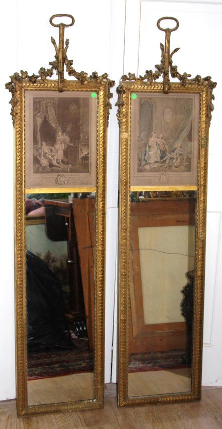 Pair of 19thC. Ornate  French Trumeau Mirrors (1 of 8)