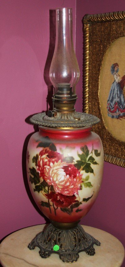 Victorian Bronzed and Glass Banquet Lamp (1 of 5)