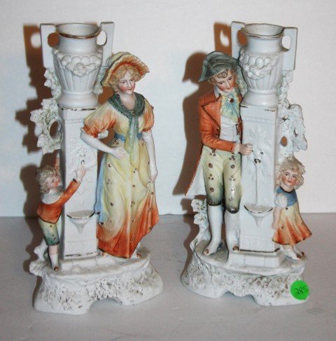 Pair of German Bisque Porcelain Figural Vases (1 of 7)