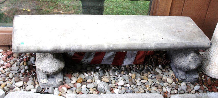 Outdoor Concrete Garden Bench Lions (1 of 4)
