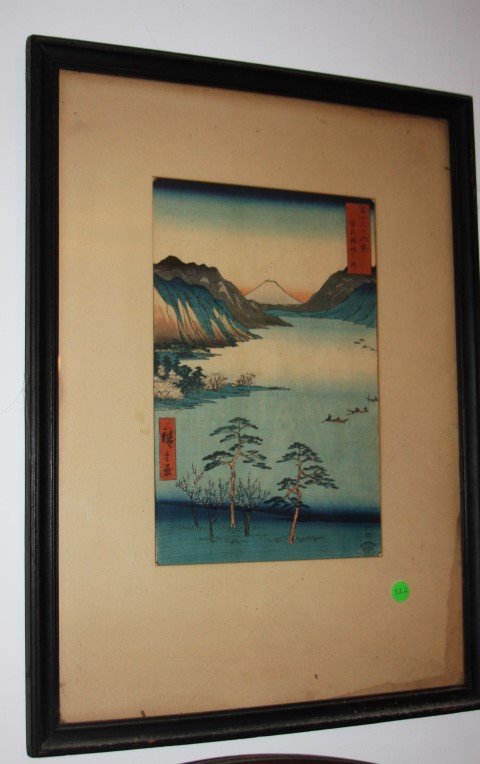 Japanese Woodblock Signed, Lake (1 of 5)