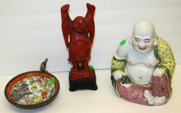 3 pc Grouping Two Buddhas and Bowl (1 of 6)