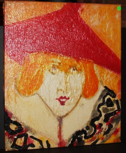 George Lear, Portrait of Girl Painting: portrait girl oil on canvas, size 24 x 20.5