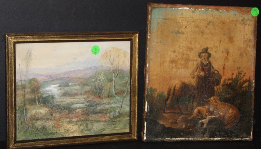 2 pc Grouping, Watercolor and Oil Painting (1 of 7)