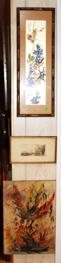 2 pc Group Art Floral, Etching, Fighting Birds (1 of 6)