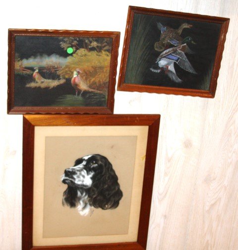 3 pc Group, Wild Birds , Dog Painting (1 of 5)