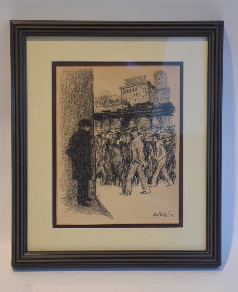 Leo Kober; Charcoal Drawing Signed (1 of 4)
