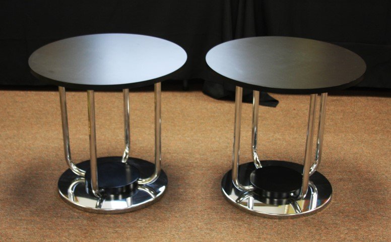 Pair Art Deco Black & Chrome Stands (1 of 4)