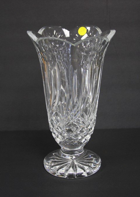 Waterford Crystal Vase with Flowers: Waterford, size 12 in. height, 7.25 in. wide