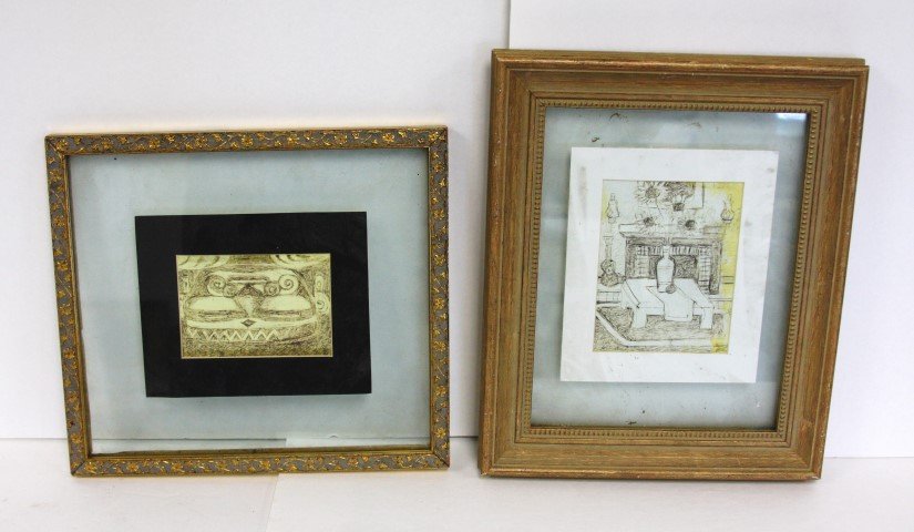 2 Prison Art on Prison Paper Framed: prison art, prison paper, framed, size 5.50 in. by 4 in. & 4.50 in. by 3 in.