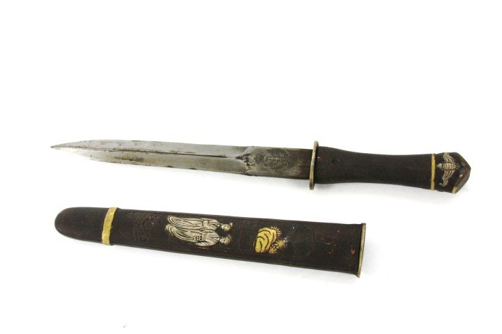 Chinese Dagger, Silver Brass Inlay (1 of 5)