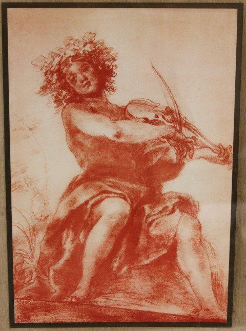 Print Red Drawing of Woman Playing Violin (1 of 3)