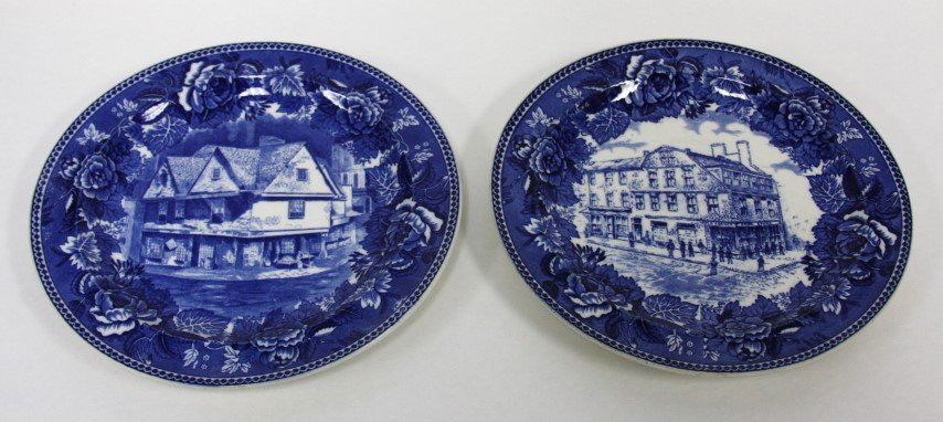 Two(2) Wedgewood Flow Blue Porcelain Plates (1 of 5)
