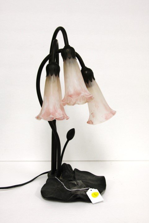 Bronzed Three(3) Armed Lily Lamp (1 of 3)