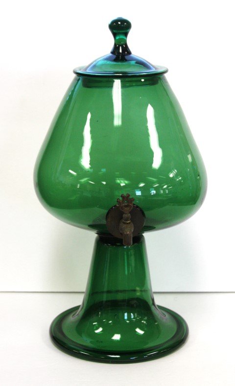 19thC. Emerald Green Glass Dispenser with Cover (1 of 4)