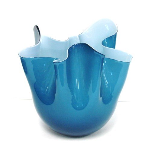 Venini Blue Handkerchief Form Glass Vase Signed (1 of 5)