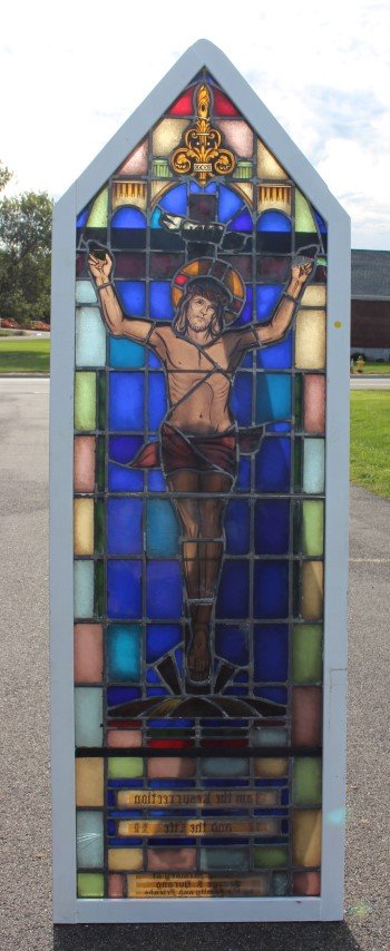 Antique Stain Glass Religious Cathedral Window (1 of 7)