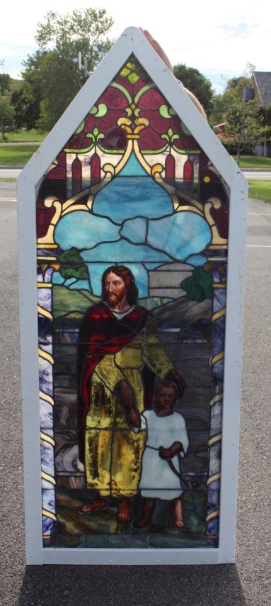 Antique Stain Glass Religious Cathedral Window (1 of 3)