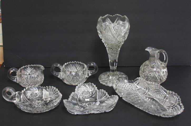 Estate Glass Grouping 7 pc., cut & pressed glass (1 of 3)