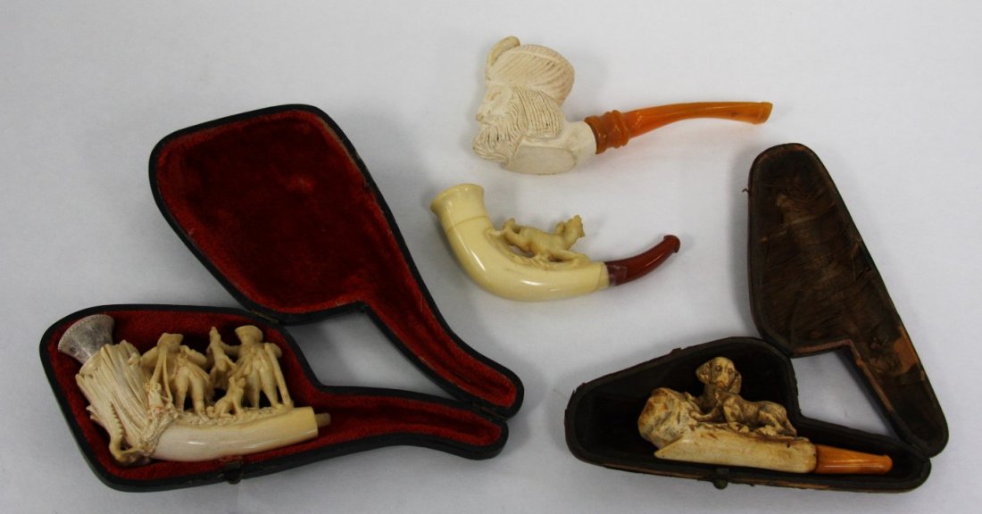 Four(4) Carved Meerschum Pipes (1 of 5)