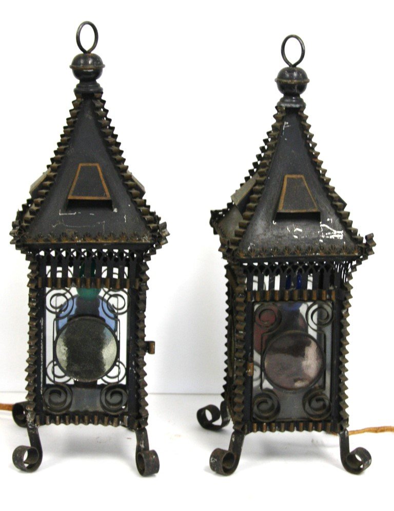 Pair of Tramp Art Tin Lanterns (1 of 3)