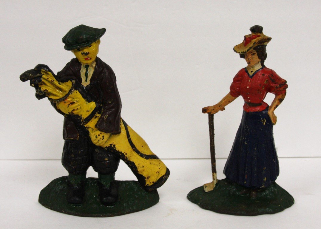 Two(2) Painted Cast Iron Golfer Doorstops (1 of 4)