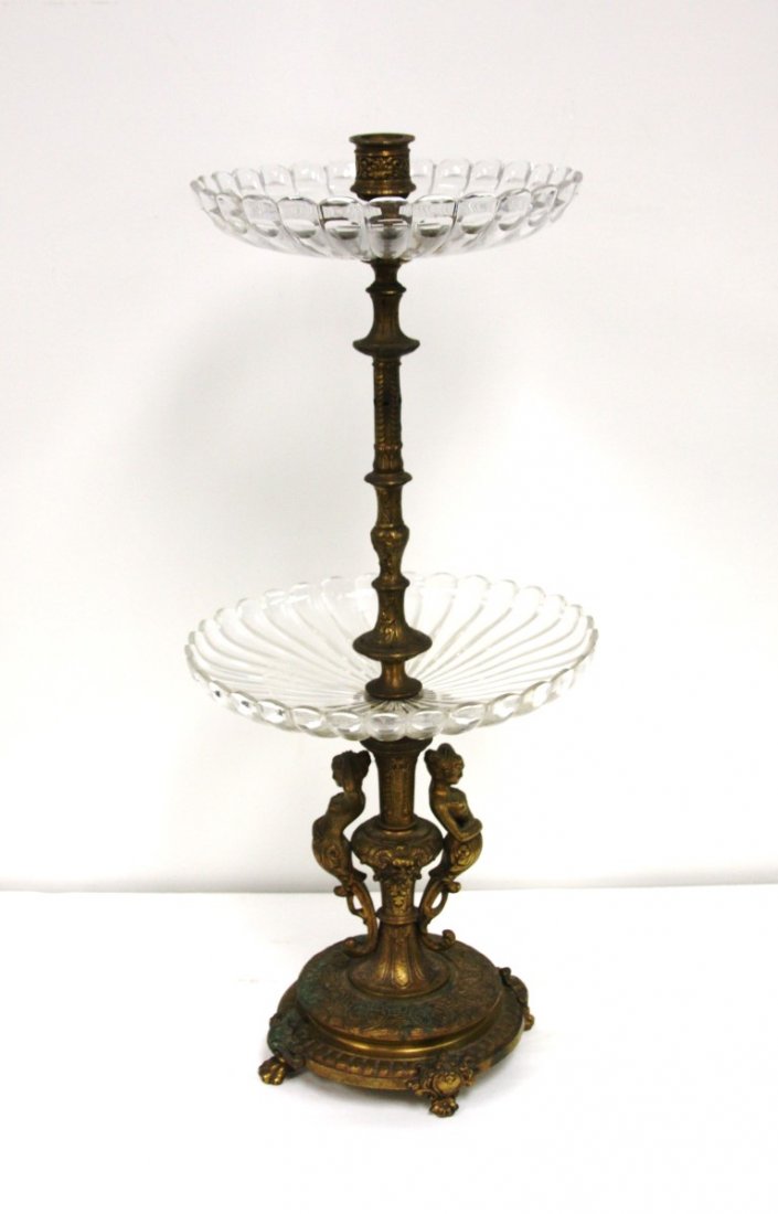 Ornate Bronze and Glass Sweet Meat Dish (1 of 4)