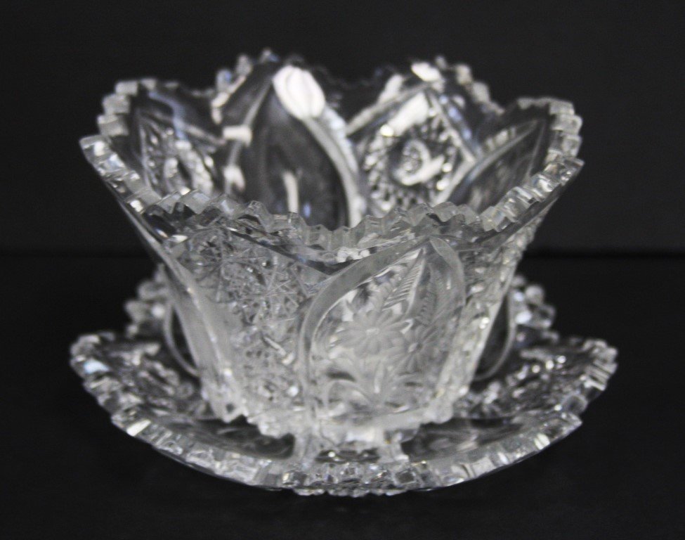 American Cut Glass Bowl and Underplate (1 of 4)