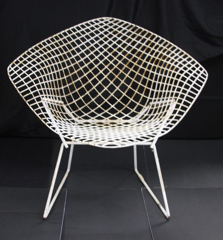 Harry Bertoia Mid Century Diamond Chair: Vintage vinyl coated diamond chair. Designed by Harry Bertoia for Knoll; 30in.H. x 33in.W.