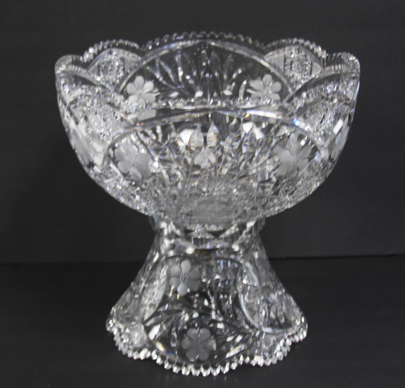 Monumental American Cut Glass Punch Bowl