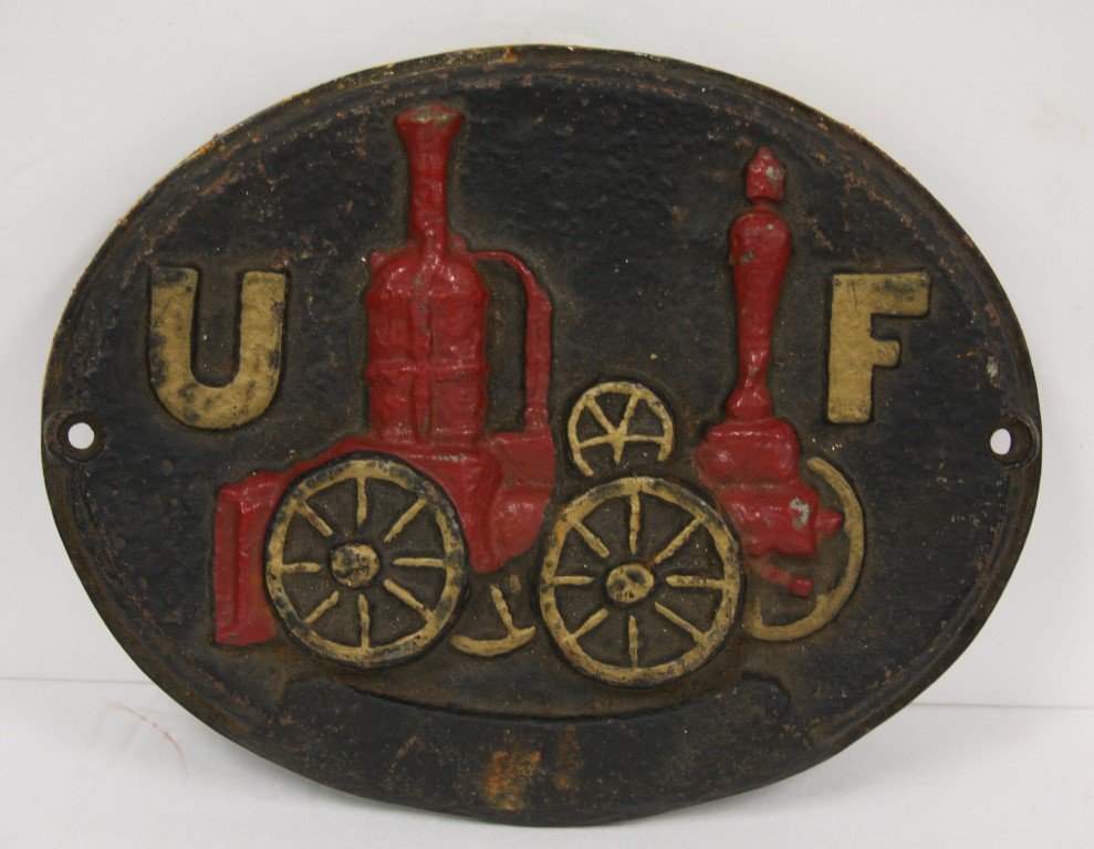 Painted Cast Iron Steam Engine Plaque (1 of 3)
