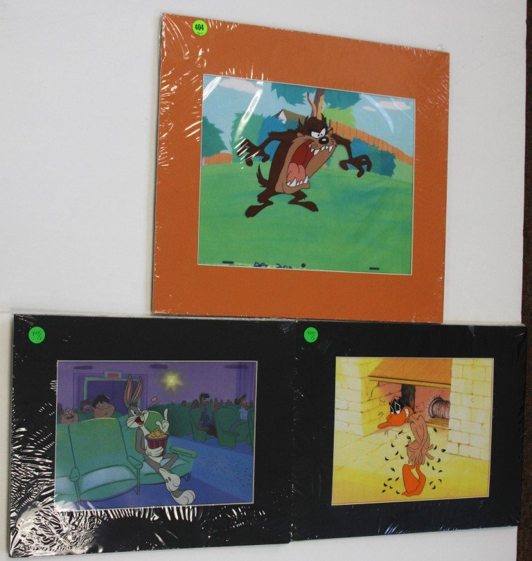 3 Animation Cels: Taz, Bugs Bunny, Daffy (1 of 4)
