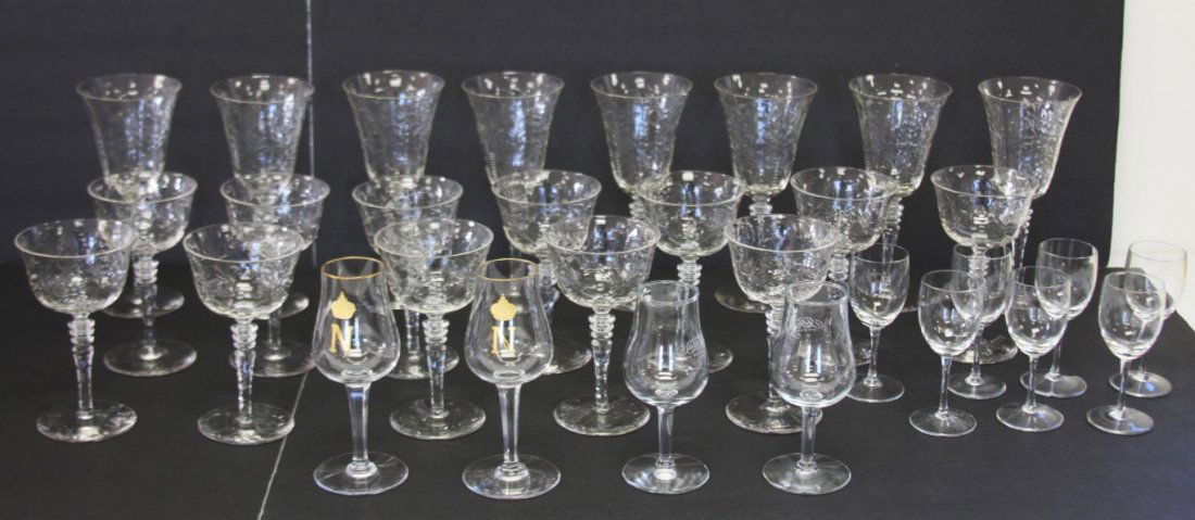 Miscellaneous Lot of Etched Crystal Stemware (1 of 4)