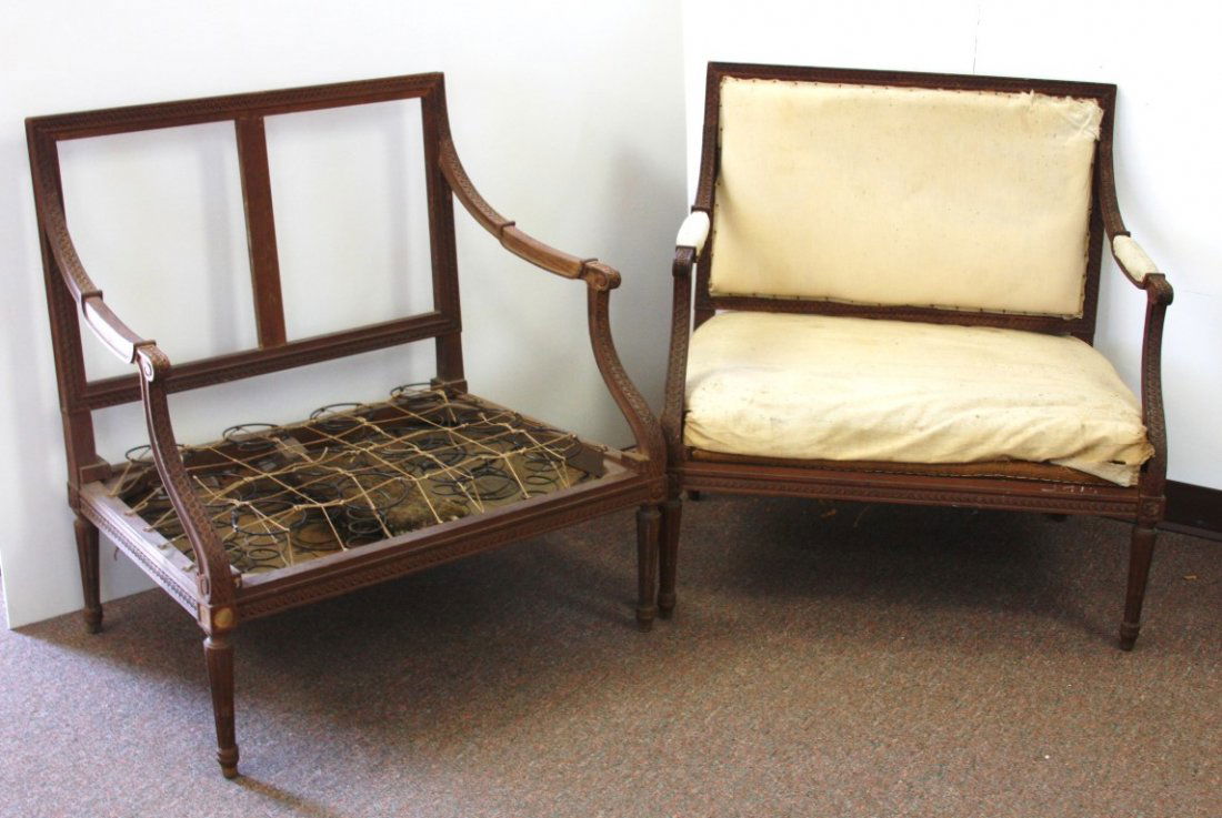 Pair of 19thC. French Carved Wood Settees (1 of 5)