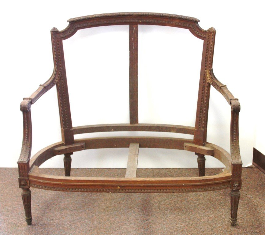 19thC. French Carved Wood Settee (1 of 4)