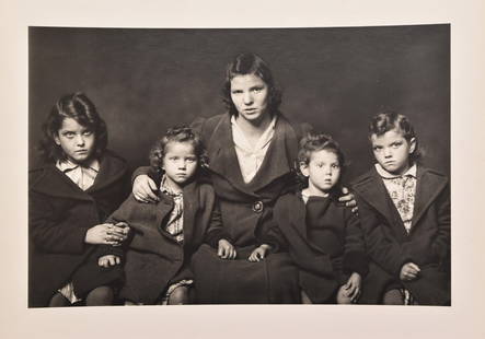 Mike Disfarmer; Silver Gelatin Photograph: aka: Mike Meyer(1882-1959)silver gelatin photograph. Heber Springs Portrait: Mother and Four Daughters. Ex collection: Julia Scully; 8in. X 12in.(image) 11in. X 14in.(paper size)