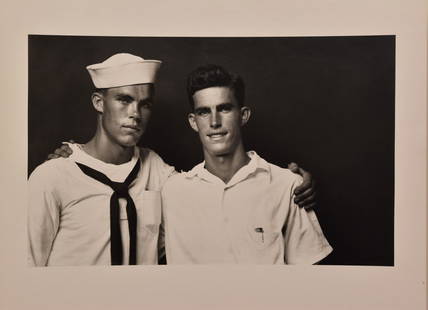 Mike Disfarmer; Silver Gelatin Photograph: aka: Mike Meyer(1882-1959)silver gelatin photograph. Heber Springs Portrait: Navy Sailor and Brother. Ex collection: Julia Scully; 7.5in. X 11.75in.(image) 11in. X 14in.(paper size)