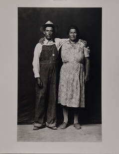 Mike Disfarmer; Silver Gelatin Photograph: aka: Mike Meyer(1882-1959)silver gelatin photograph. Heber Springs Portrait: Ed and Mamie Berger. Ex collection: Julia Scully; 7.5in. X 12in.(image) 11in. X 14in.(paper size)