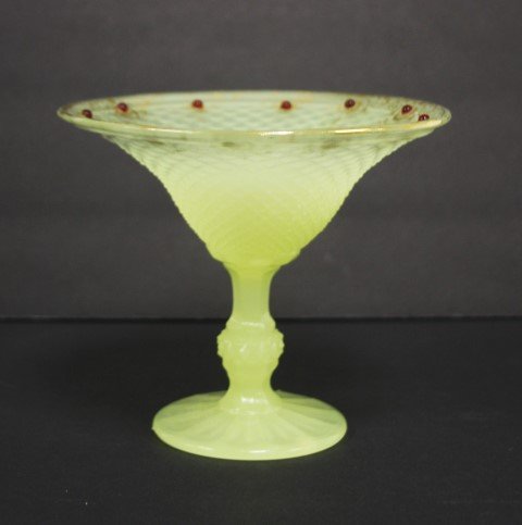 Victorian Vaseline Glass Compote (1 of 4)