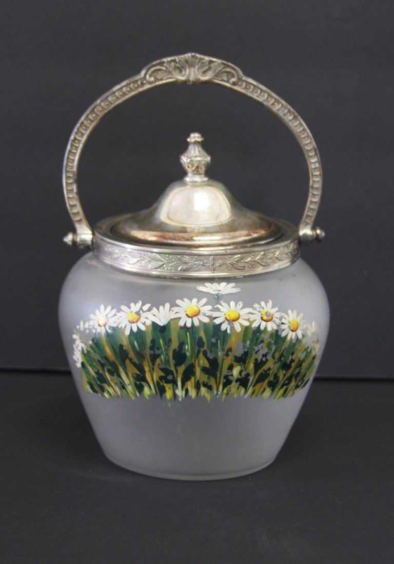 Victorian Enameled Glass Biscuit Jar (1 of 5)