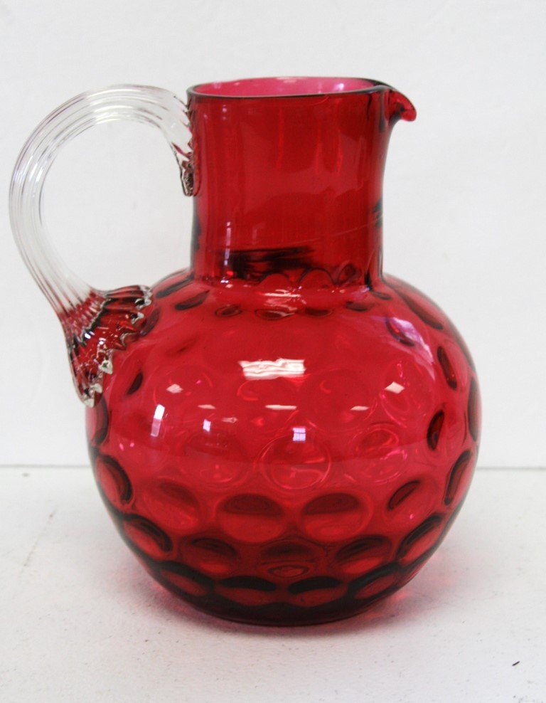 Victorian Cranberry Glass Water Pitcher (1 of 5)