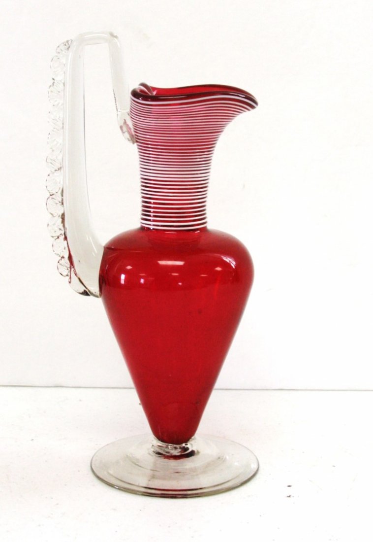 Early Cranberry Blown Glass  Ewer (1 of 5)