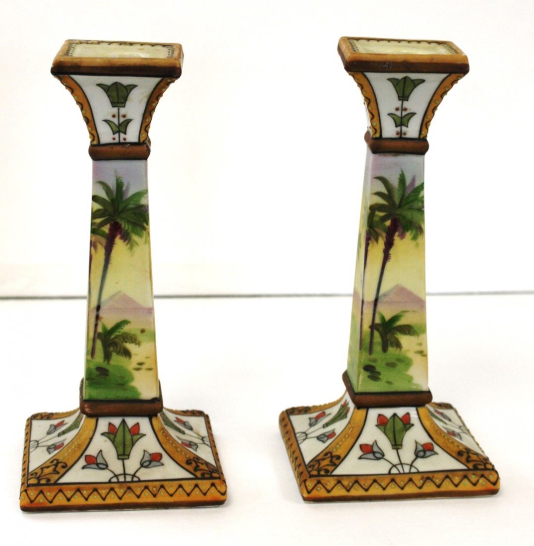 Pair of Nippon Porcelain Candlesticks (1 of 5)