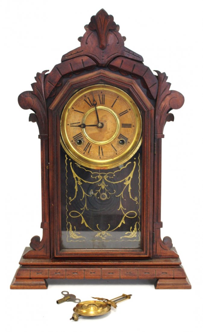 Victorian Walnut Mantle Cock (1 of 4)