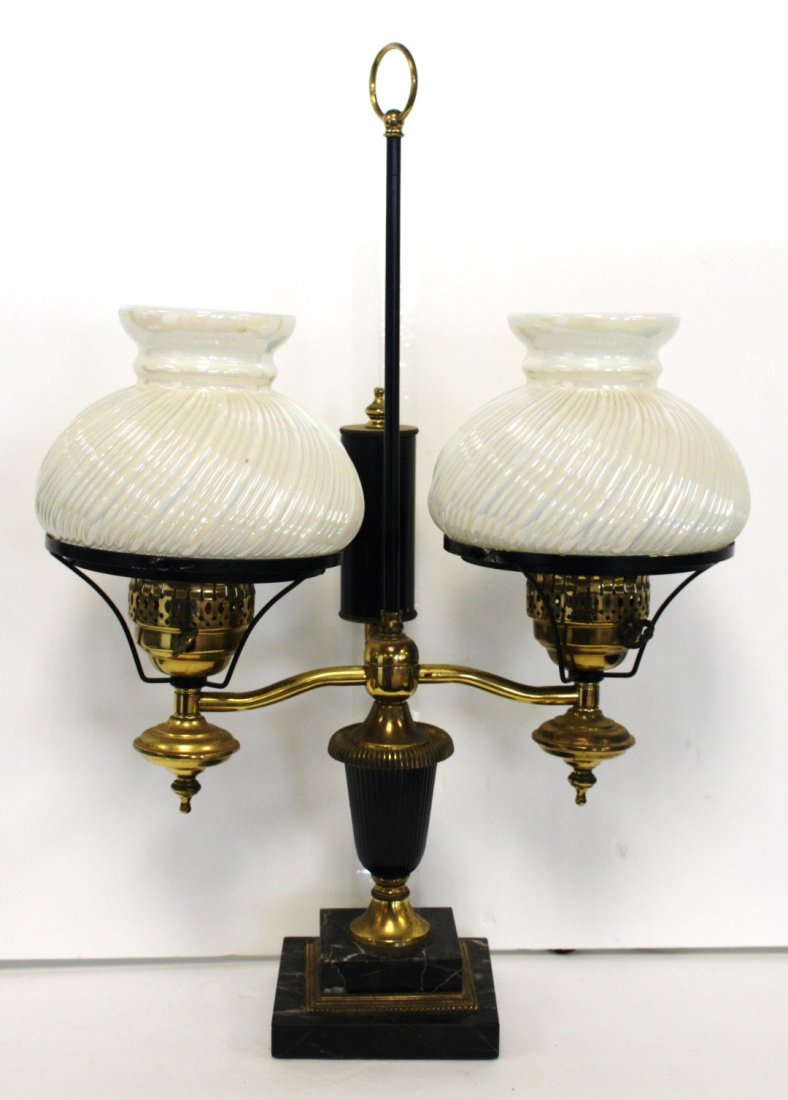 Brass and Marble Double Student Lamp (1 of 3)