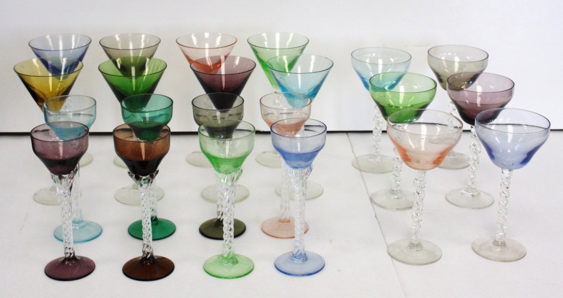 Lot of Colored Glass Stemware (1 of 3)