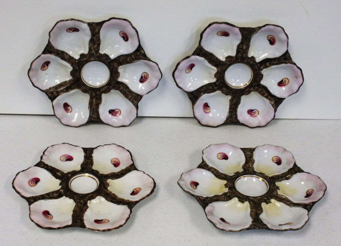 Set of Four(4) Porcelain Oyster Plates (1 of 4)