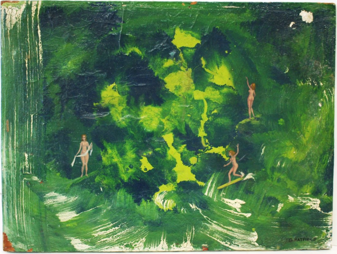 G. Hatfield; 20thC. Surrealist Oil Painting Signed (1 of 6)