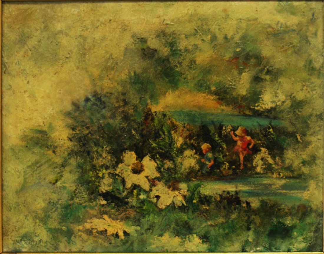 20thC. Oil Figures Along the Shore Signed (1 of 7)