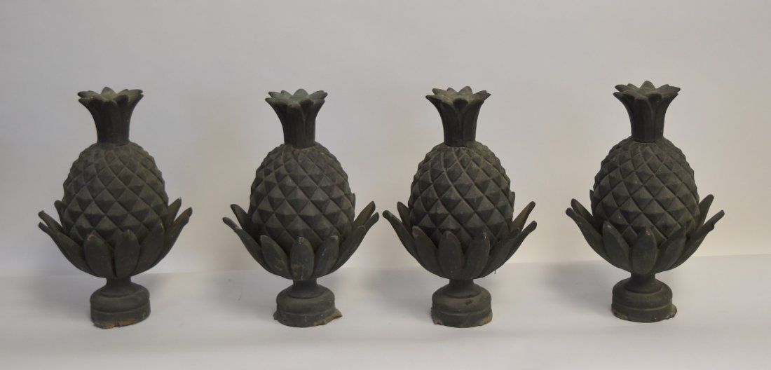 Set of Four(4) Cast Iron Pineapple Newell Post Finials (1 of 4)